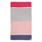 Striped towel with star patterns on a white background