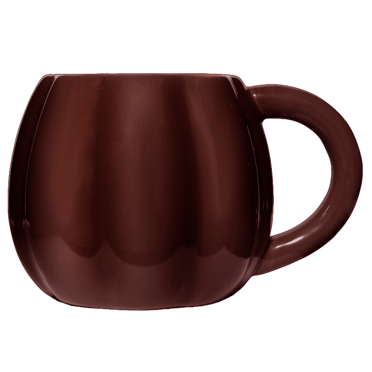 Brown pumpkin-shaped 19 oz coffee mug by Sweet Water Decor on a white background