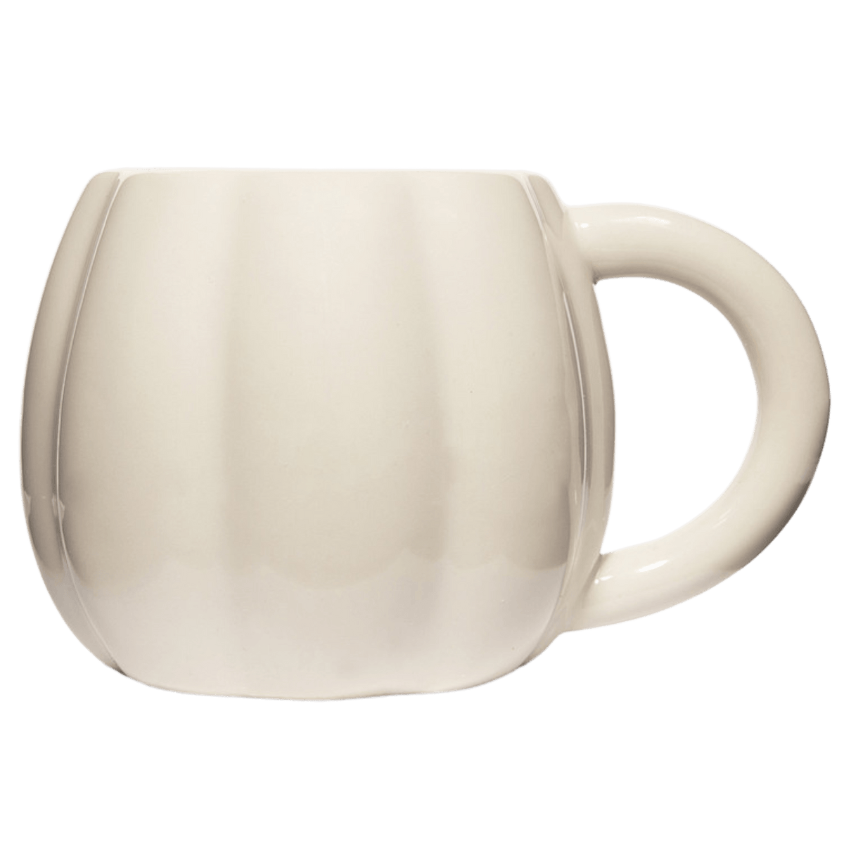 Cream pumpkin-shaped 19 oz coffee mug by Sweet Water Decor on a white background