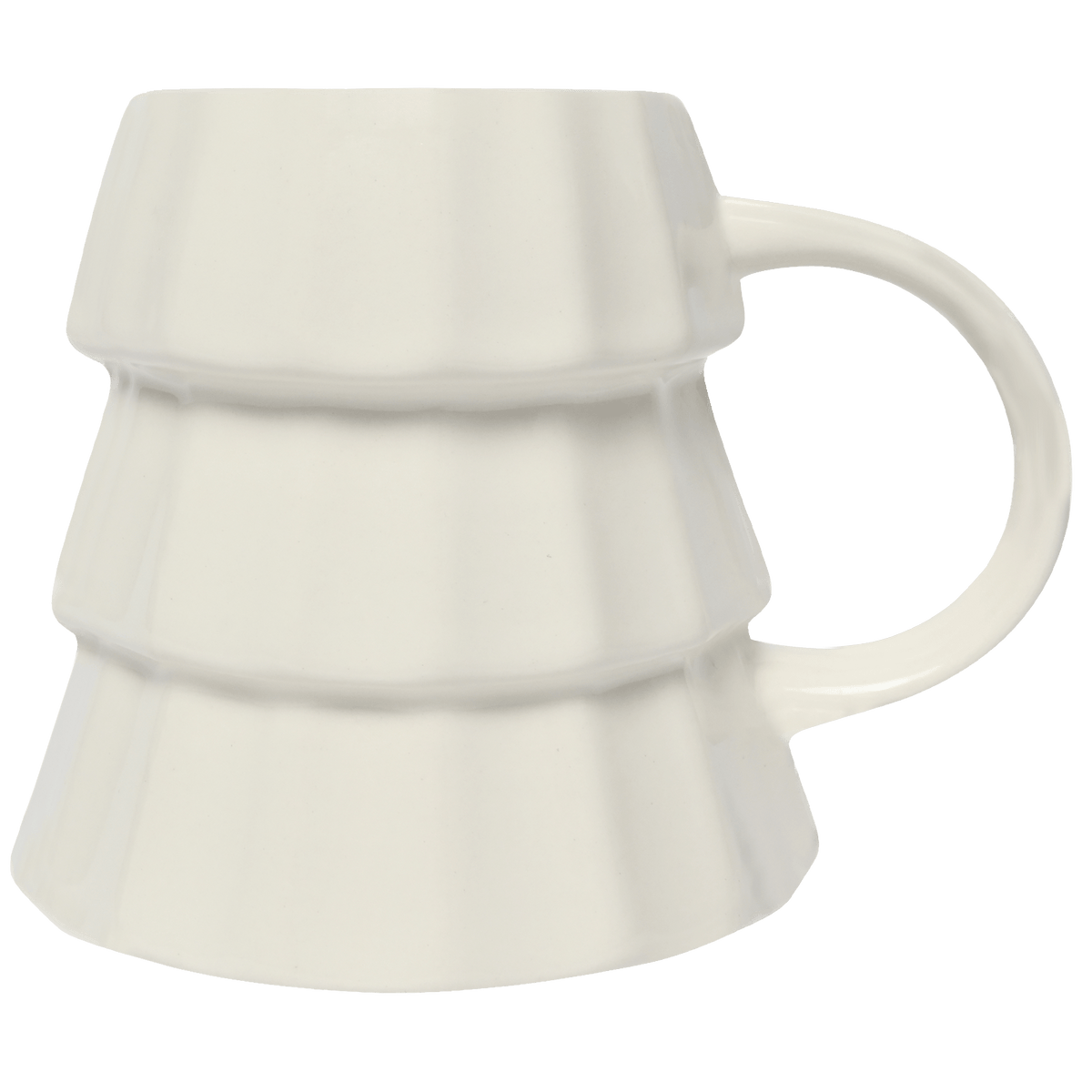 Cream Christmas tree figurine coffee mug by Sweet Water Decor on a white background