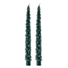 Set of 2 green tree-shaped taper candles by Sweet Water Decor on a white background