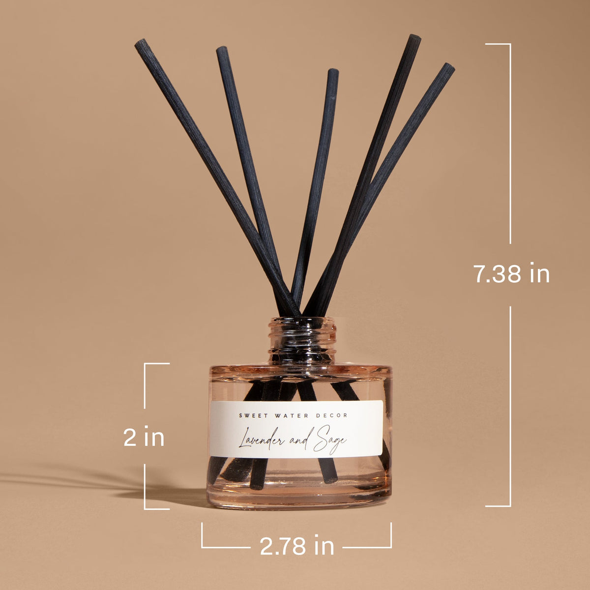 Sweet Water Decor tinted glass reed diffuser size and dimensions