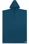 A solid dark teal blue hooded poncho or cape, shown flat against a plain white background.
