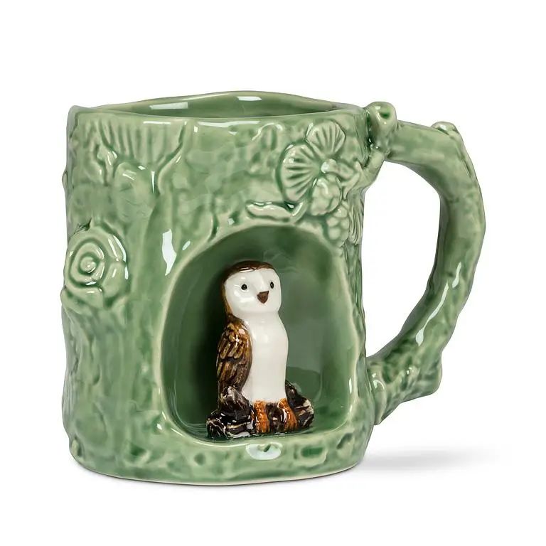 Abbott tree look mug with barn owl, 4 inches