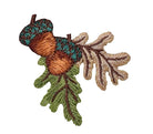 Embroidered pair of brown acorns iron-on patch