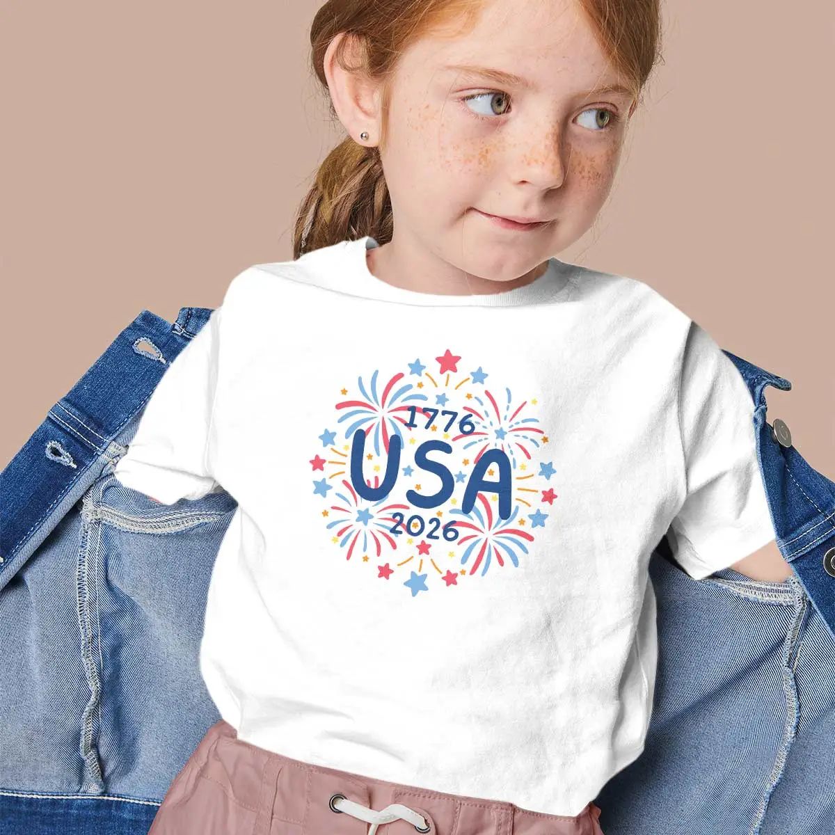 USA fireworks doodles toddler t-shirt