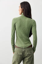 We The Free Surplus Cuff Top in Courtyard sage green, back view