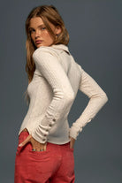 We The Free Surplus Cuff Top in Sugar Swizzle cream, back view