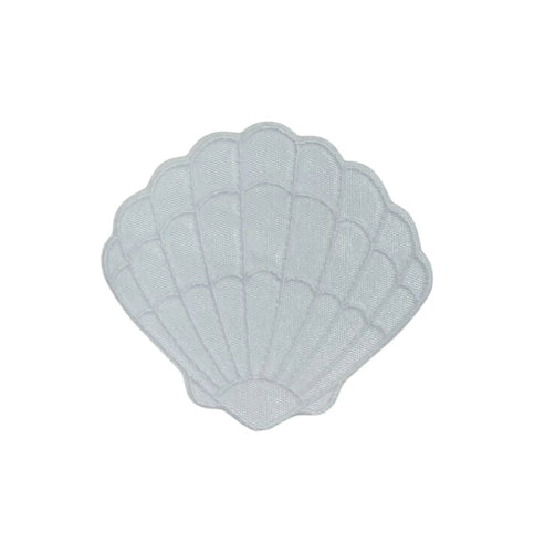Embroidered white seashell beach iron-on patch