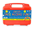 Red carrying case for Wikki Stix Take Along Fun set with colorful label on a white background