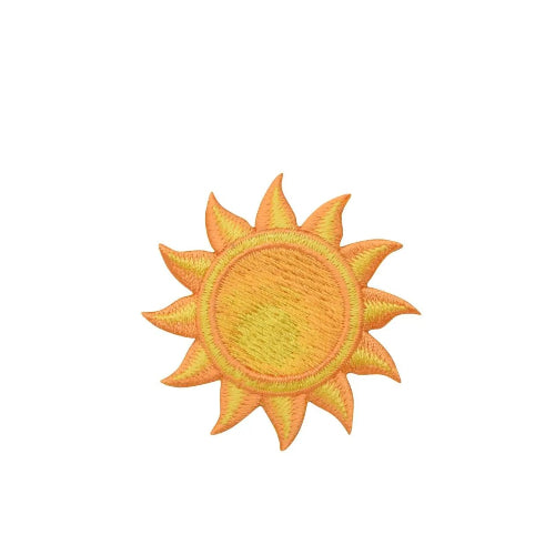 Embroidered yellow tropical sun iron-on patch